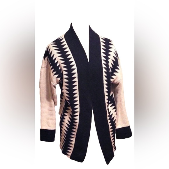 Sanctuary Women Aztec Print Black/Cream Open Sweater Cardigan Sz. Small - Picture 3 of 9